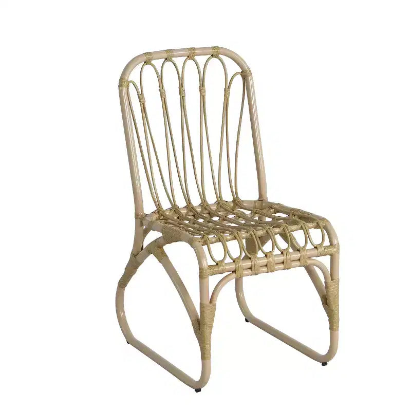 Set of 2 Outdoor PE Wicker Dining Chairs with Washable Cushion, Natural Rattan for Patio, Garden
