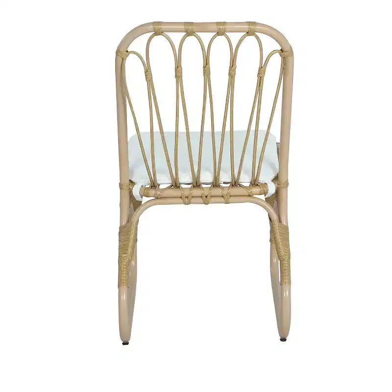 Set of 2 Outdoor PE Wicker Dining Chairs with Washable Cushion, Natural Rattan for Patio, Garden