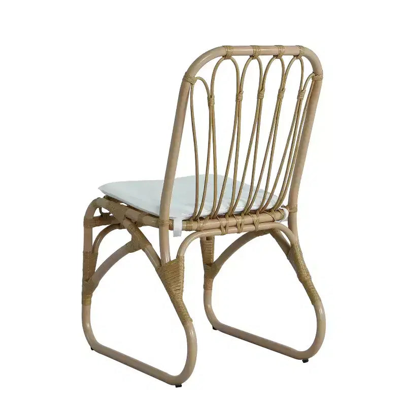 Set of 2 Outdoor PE Wicker Dining Chairs with Washable Cushion, Natural Rattan for Patio, Garden