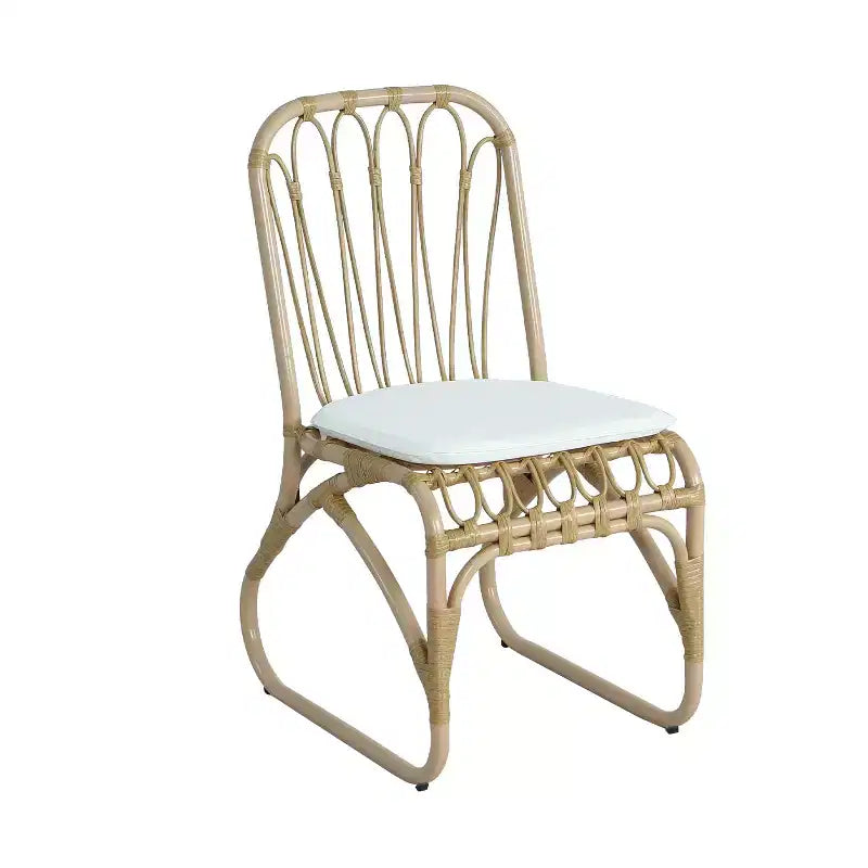 Set of 2 Outdoor PE Wicker Dining Chairs with Washable Cushion, Natural Rattan for Patio, Garden