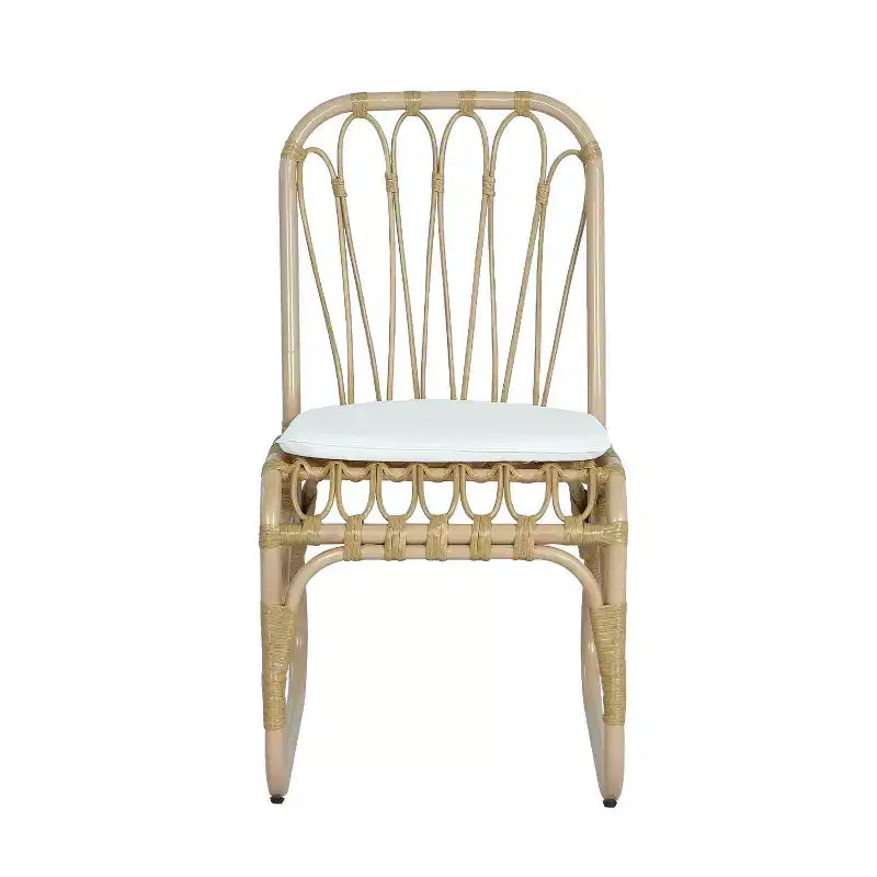 Set of 2 Outdoor PE Wicker Dining Chairs with Washable Cushion, Natural Rattan for Patio, Garden