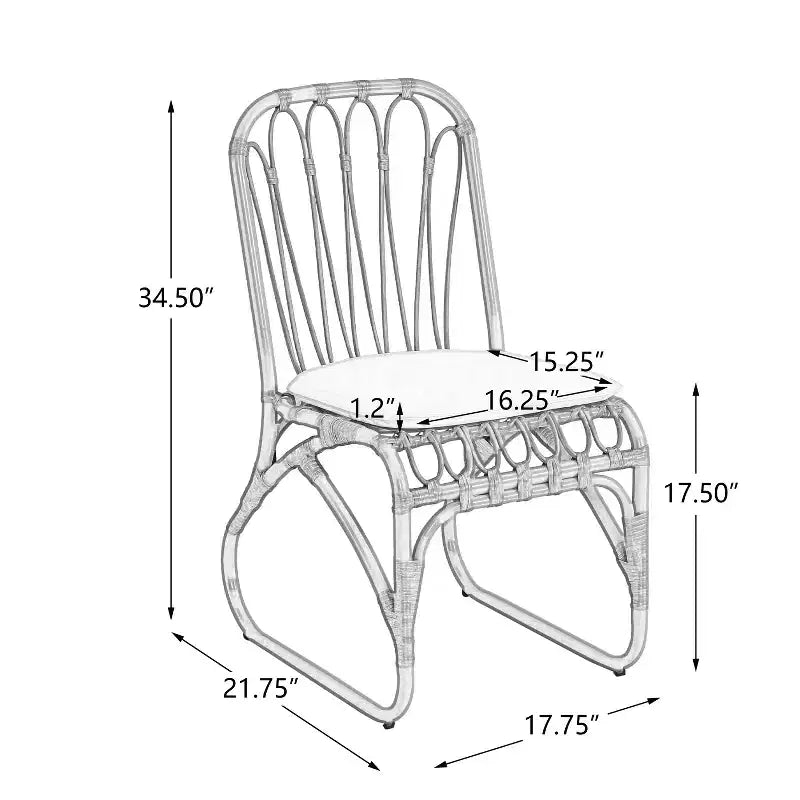 Set of 2 Outdoor PE Wicker Dining Chairs with Washable Cushion, Natural Rattan for Patio, Garden