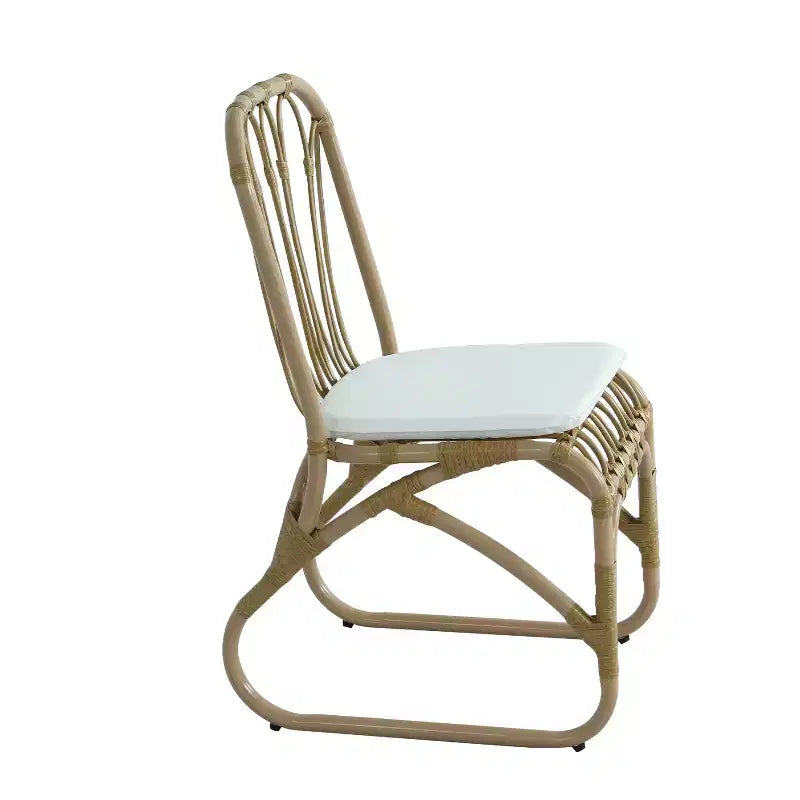Set of 2 Outdoor PE Wicker Dining Chairs with Washable Cushion, Natural Rattan for Patio, Garden