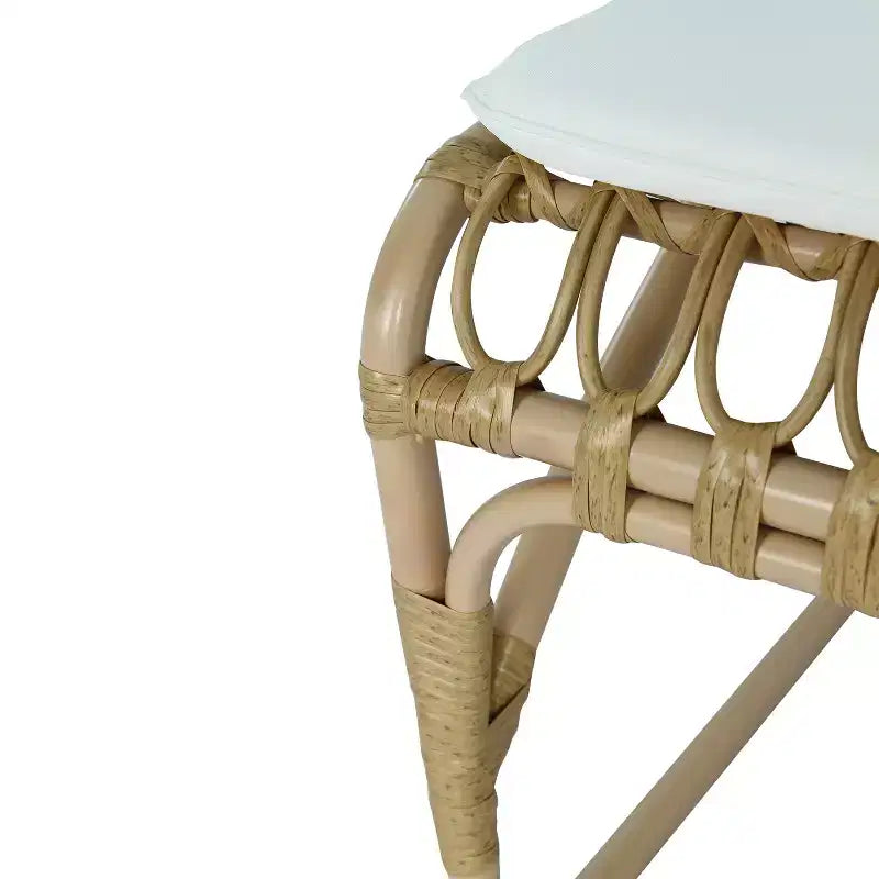 Set of 2 Outdoor PE Wicker Dining Chairs with Washable Cushion, Natural Rattan for Patio, Garden