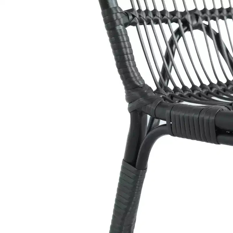 Set of 2 Outdoor PE Wicker Dining Chairs with Washable Cushion, Gray Rattan for Patio, Garden