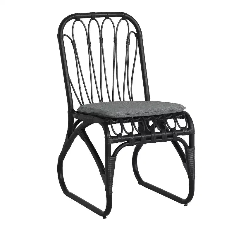 Set of 2 Outdoor PE Wicker Dining Chairs with Washable Cushion, Gray Rattan for Patio, Garden