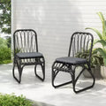 Set of 2 Outdoor PE Wicker Dining Chairs with Washable Cushion, Gray Rattan for Patio, Garden
