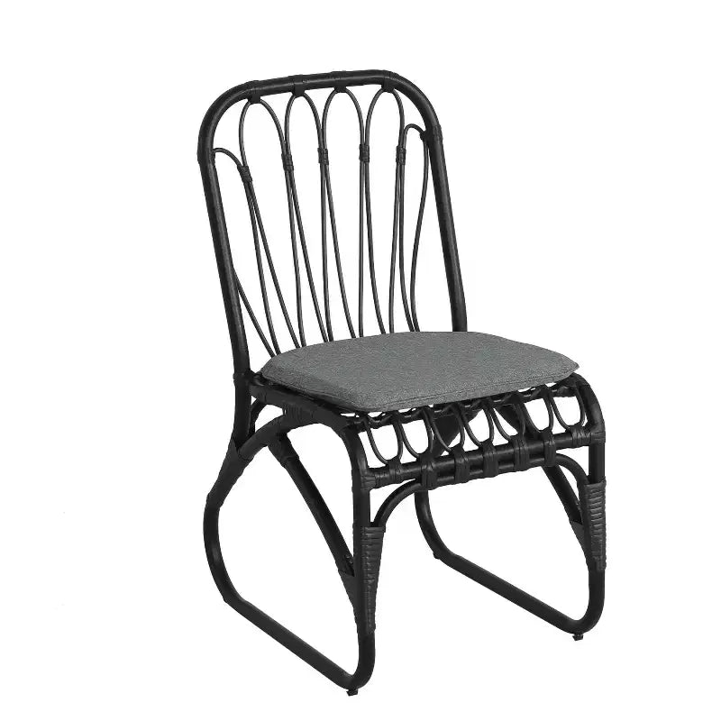 Set of 2 Outdoor PE Wicker Dining Chairs with Washable Cushion, Gray Rattan for Patio, Garden