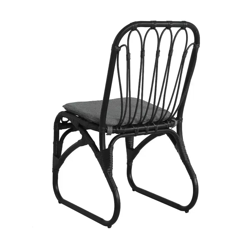 Set of 2 Outdoor PE Wicker Dining Chairs with Washable Cushion, Gray Rattan for Patio, Garden