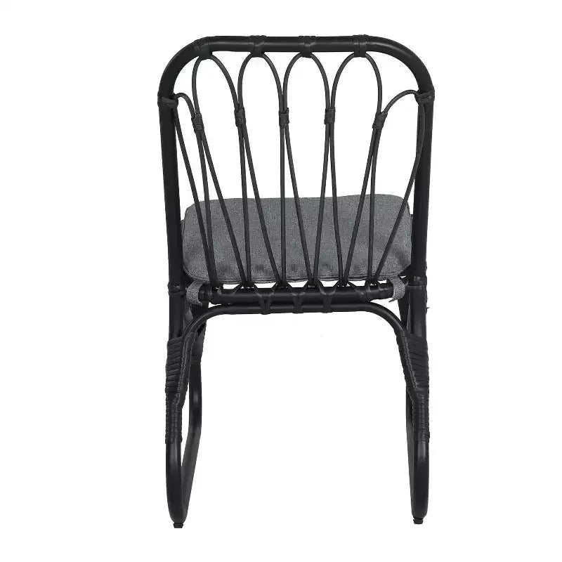 Set of 2 Outdoor PE Wicker Dining Chairs with Washable Cushion, Gray Rattan for Patio, Garden