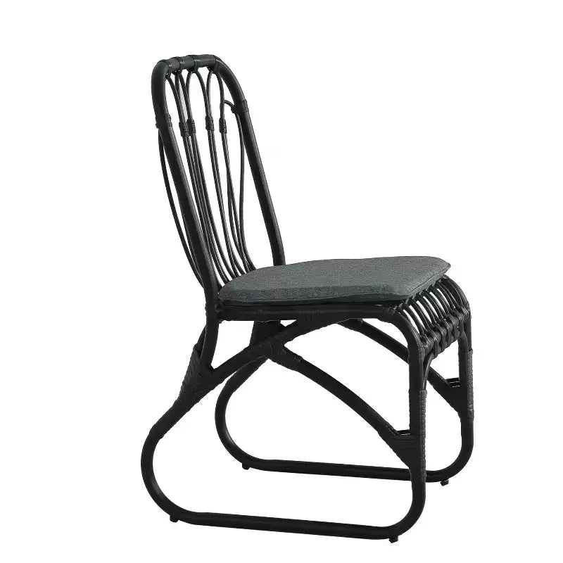 Set of 2 Outdoor PE Wicker Dining Chairs with Washable Cushion, Gray Rattan for Patio, Garden