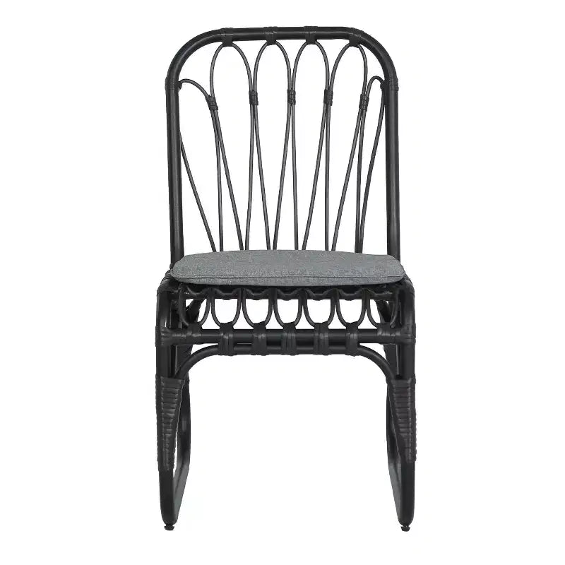 Set of 2 Outdoor PE Wicker Dining Chairs with Washable Cushion, Gray Rattan for Patio, Garden