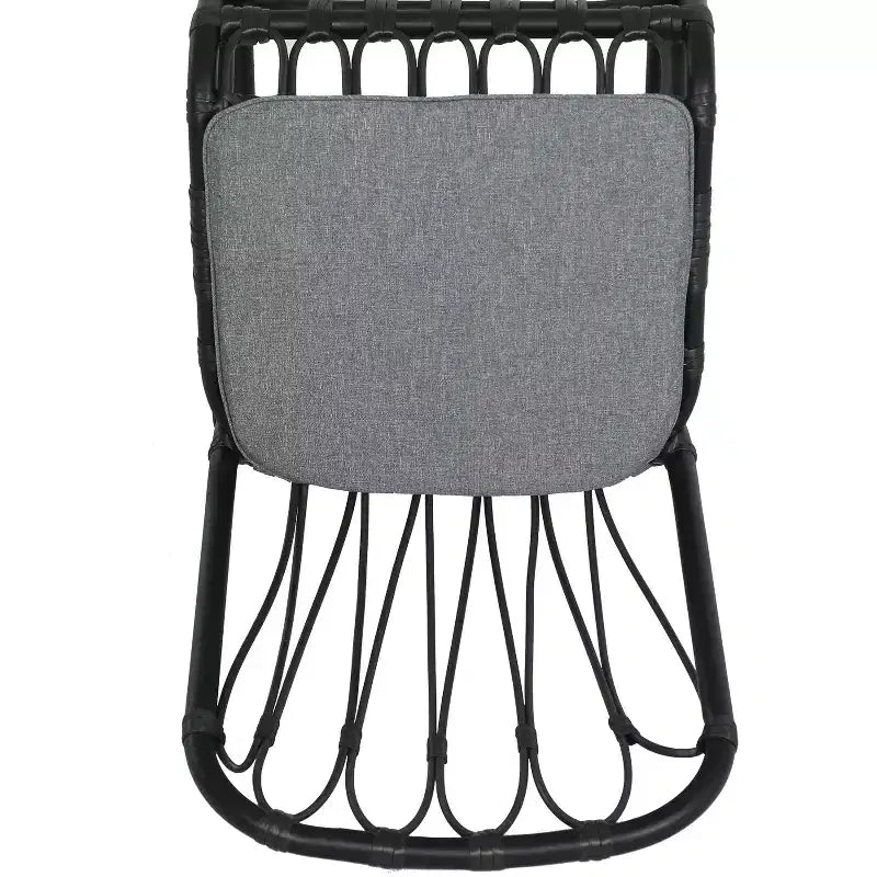 Set of 2 Outdoor PE Wicker Dining Chairs with Washable Cushion, Gray Rattan for Patio, Garden