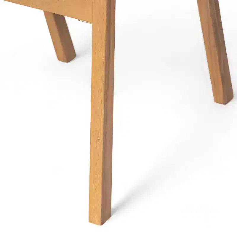 Set of 2 Dining Chairs, Teak Frame & Beige Textile Cushions for Dining Room, Patio