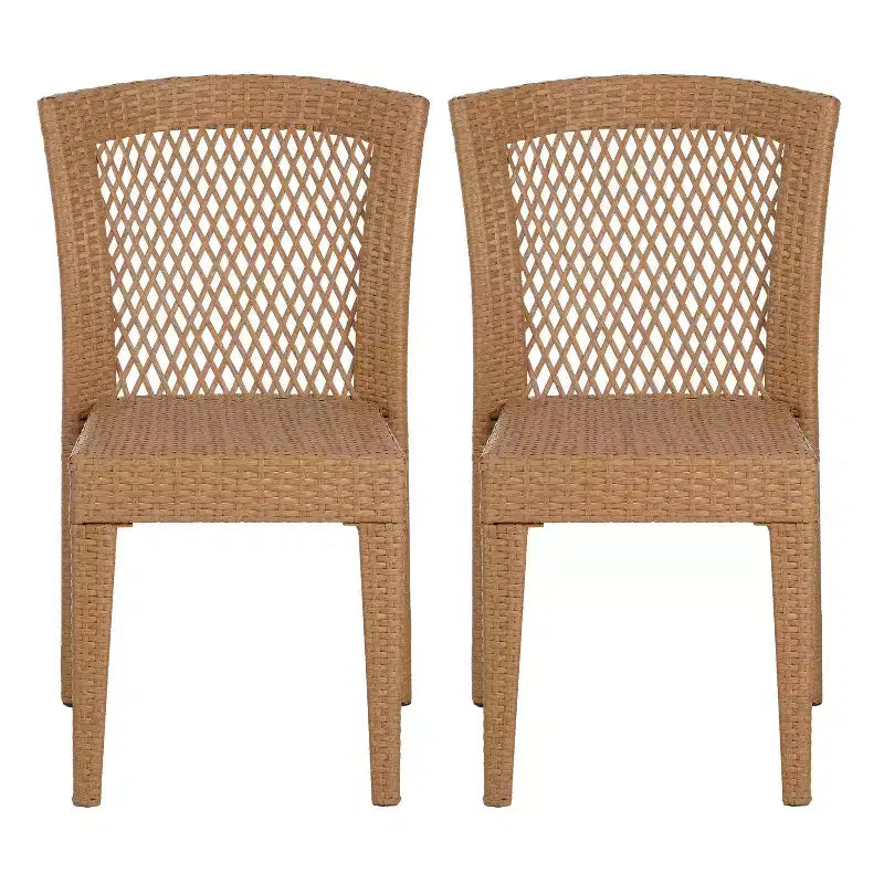Set of 2 Stackable Side Chairs, KD Design, Light Brown, Space-Saving for Kitchen & Dining