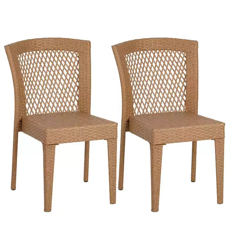 Set of 2 Stackable Side Chairs, KD Design, Light Brown, Space-Saving for Kitchen & Dining