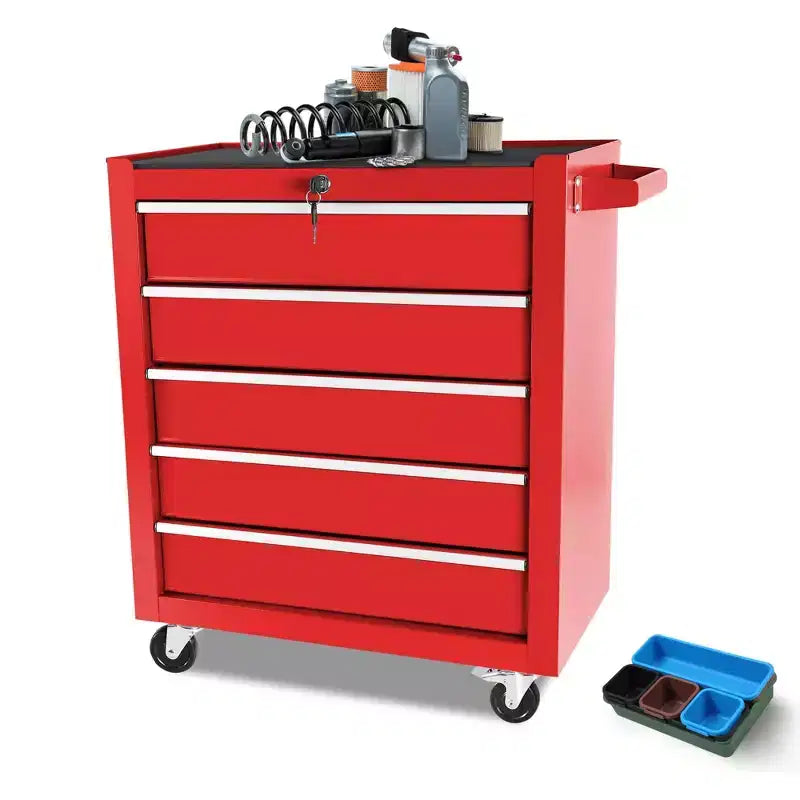 5-Drawer Rolling Tool Chest with Wheels, Heavy Duty Lockable Tool Storage Cabinet Organizer for Garage, Workshop & Warehouse