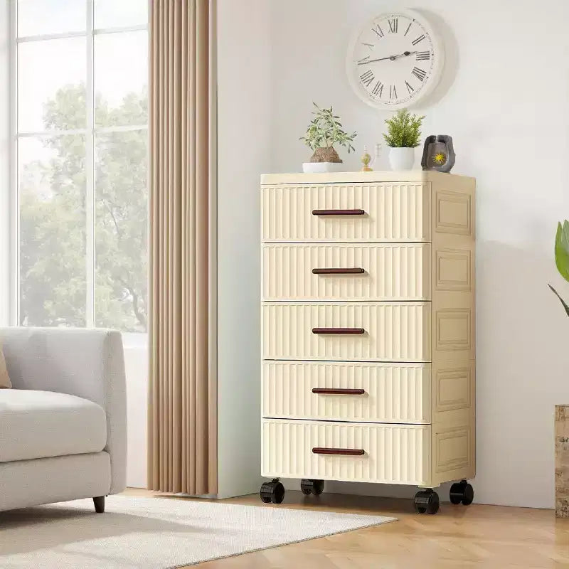4-Level Plastic Drawer Cabinet with Wheels, Rollable Storage Organizer for Bedroom, Office, Home