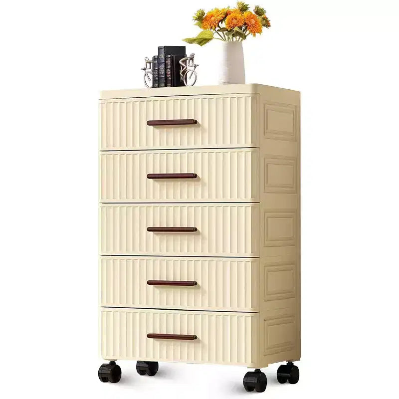 4-Level Plastic Drawer Cabinet with Wheels, Rollable Storage Organizer for Bedroom, Office, Home
