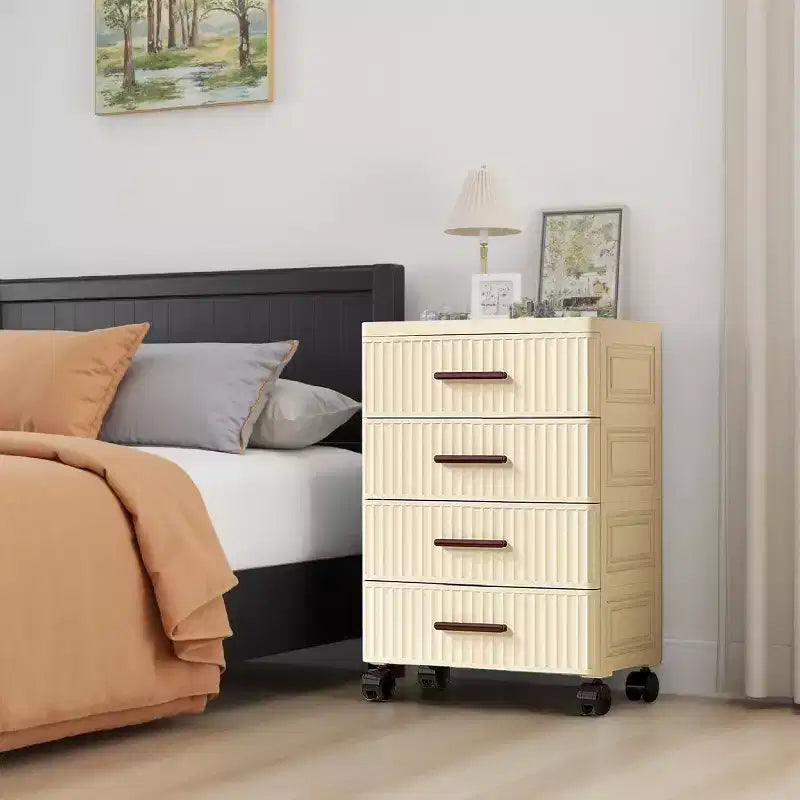 4-Level Plastic Drawer Cabinet with Wheels, Rollable Storage Organizer for Bedroom, Office, Home