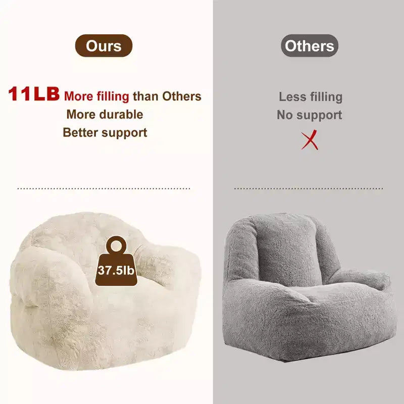 Extra Large Bean Bag Chair for Bedroom & Living Room, Memory Foam Fill, Beige