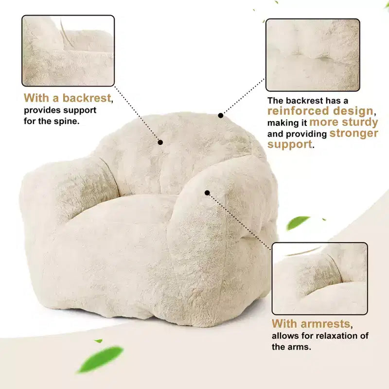 Extra Large Bean Bag Chair for Bedroom & Living Room, Memory Foam Fill, Beige