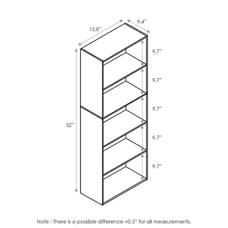 5-Cube Reversible Bookcase, Open Shelf Display Rack, Horizontal or Vertical