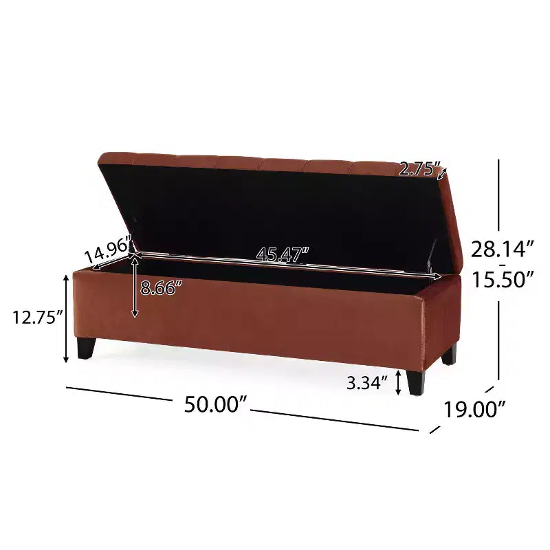 50" Boucle Ottoman Bench with Hinged Lid and Hidden Storage for Living Room