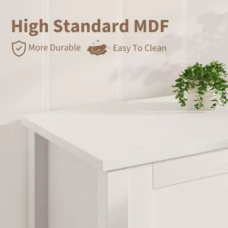 Farmhouse TV Stand for TV up to 70 Inch, Media Console with V-Shaped Pattern Drawer
