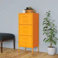 Mustard Yellow Steel Storage Cabinet with 3 Drawers, 16.7"x13.8"x40"