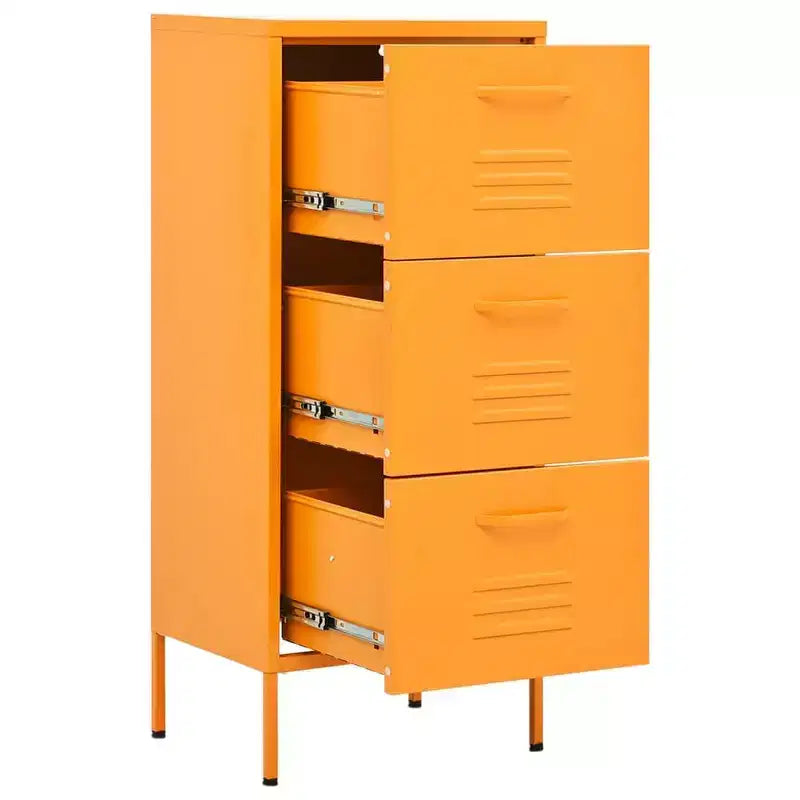 Mustard Yellow Steel Storage Cabinet with 3 Drawers, 16.7"x13.8"x40"
