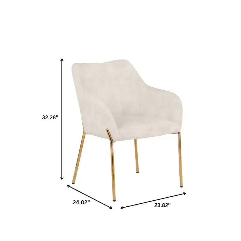 Modern Upholstered Dining Chair with Gold Iron Legs, Set of 2, Stylish Accent Chair for Dining Room or Kitchen
