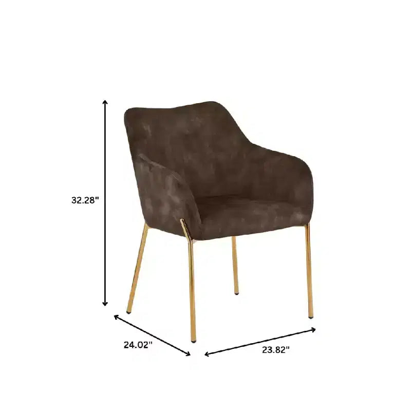 Modern Upholstered Dining Chair with Gold Iron Legs, Set of 2, Stylish Accent Chair for Dining Room or Kitchen