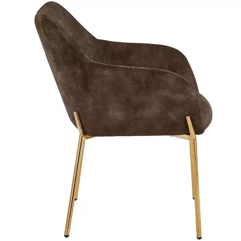 Modern Upholstered Dining Chair with Gold Iron Legs, Set of 2, Stylish Accent Chair for Dining Room or Kitchen