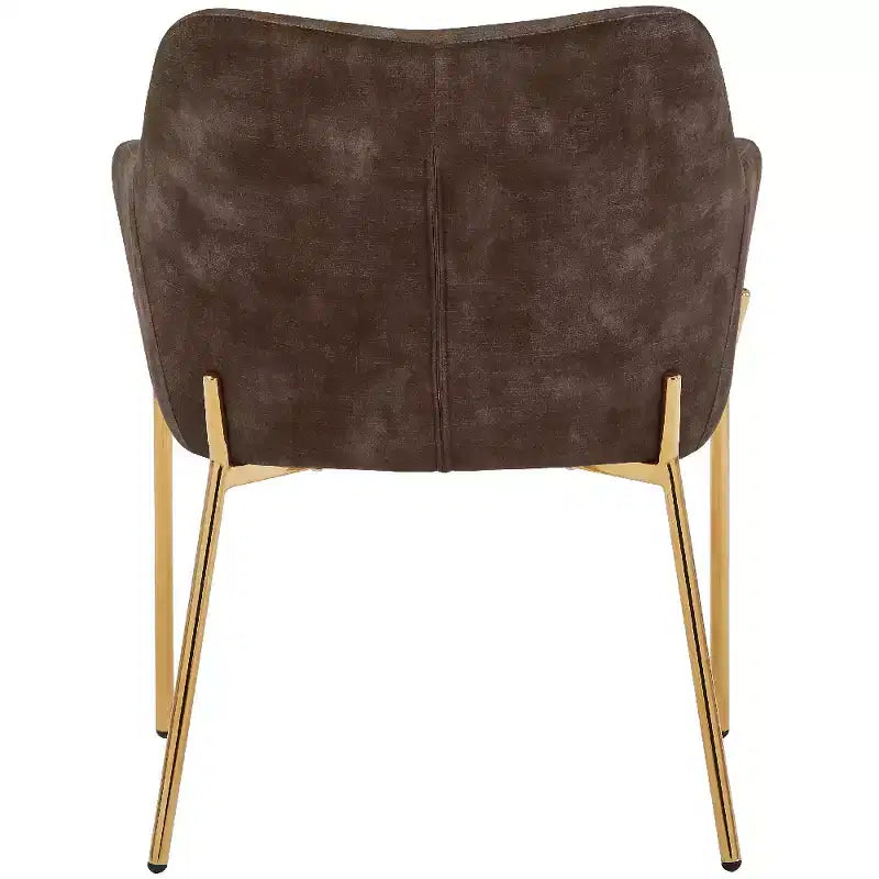 Modern Upholstered Dining Chair with Gold Iron Legs, Set of 2, Stylish Accent Chair for Dining Room or Kitchen