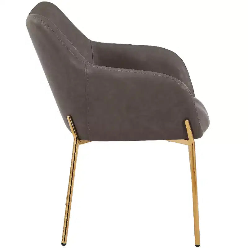 Modern Upholstered Dining Chair with Gold Iron Legs, Set of 2, Stylish Accent Chair for Dining Room or Kitchen