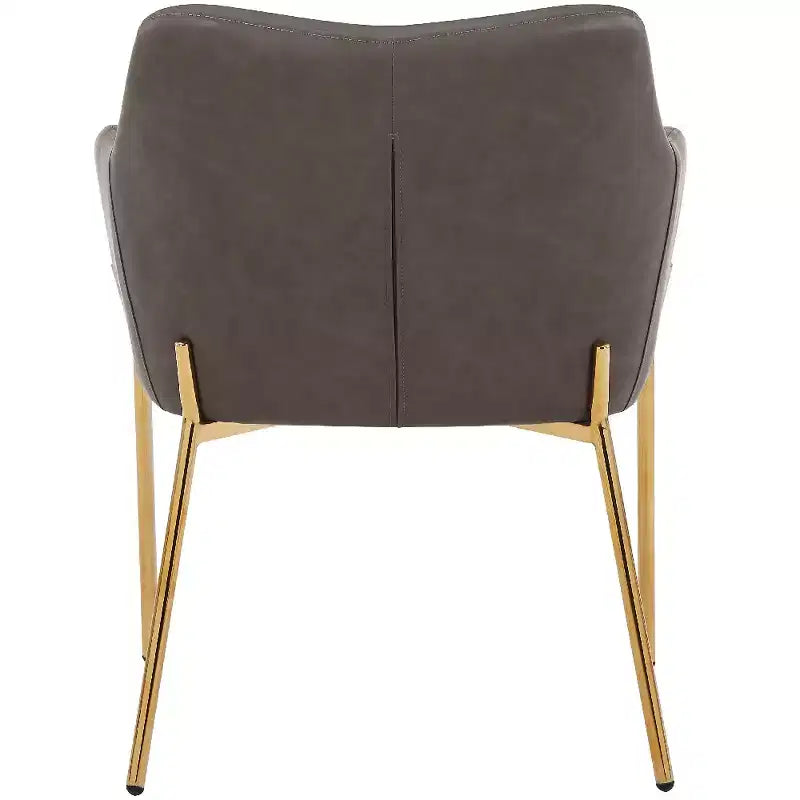 Modern Upholstered Dining Chair with Gold Iron Legs, Set of 2, Stylish Accent Chair for Dining Room or Kitchen