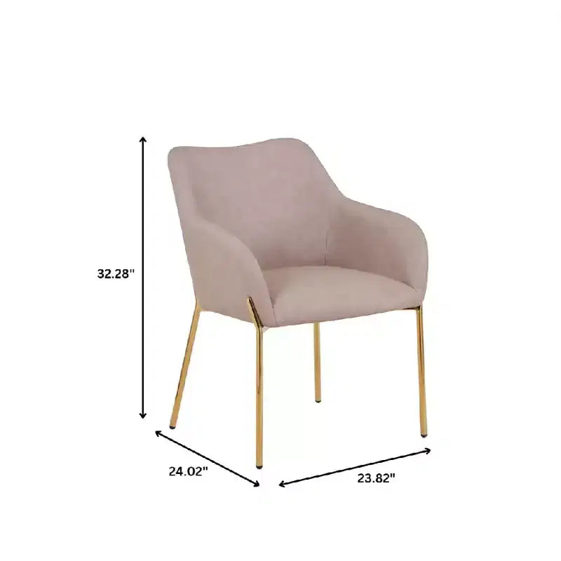 Modern Upholstered Dining Chair with Gold Iron Legs, Set of 2, Stylish Accent Chair for Dining Room or Kitchen
