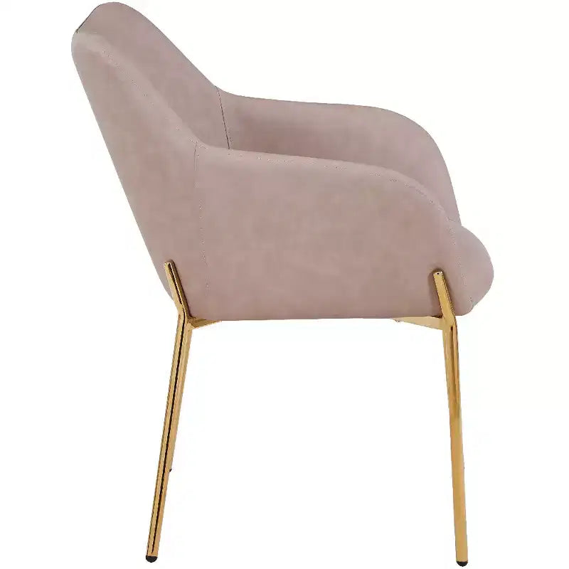 Modern Upholstered Dining Chair with Gold Iron Legs, Set of 2, Stylish Accent Chair for Dining Room or Kitchen
