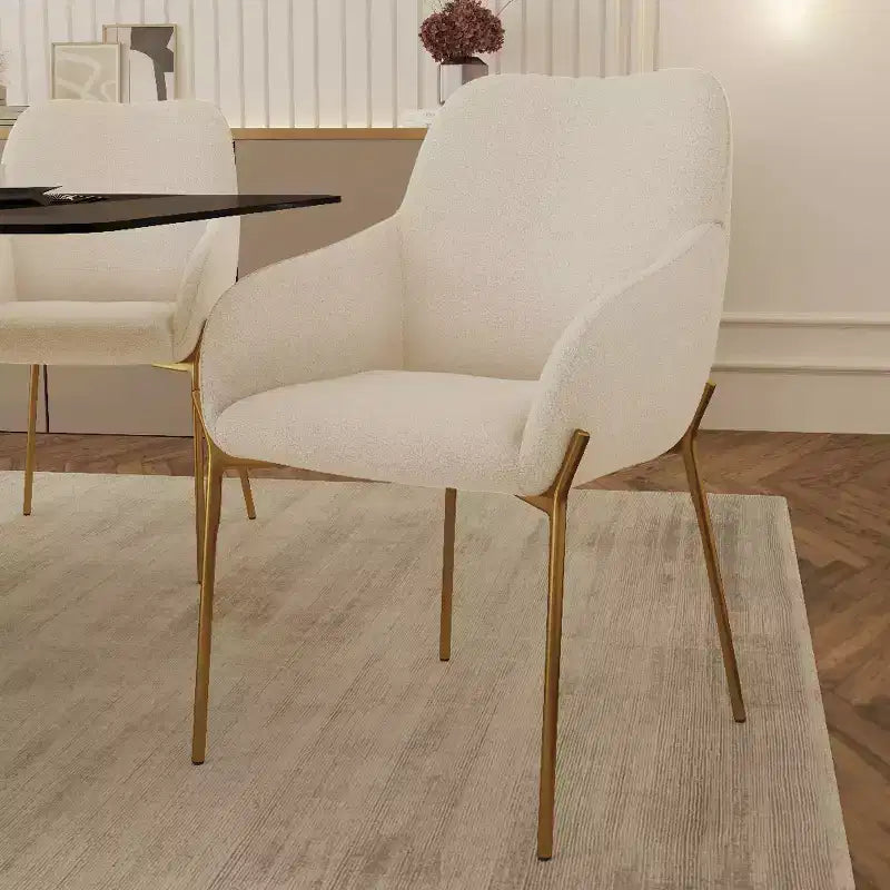 Modern Upholstered Dining Chair with Gold Iron Legs, Set of 2, Stylish Accent Chair for Dining Room or Kitchen