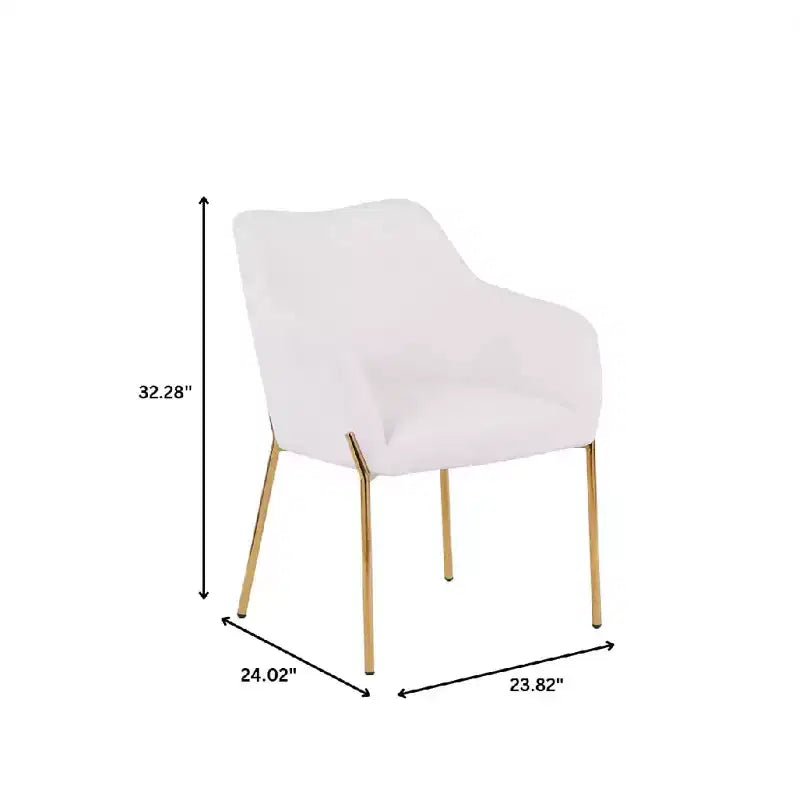 Modern Upholstered Dining Chair with Gold Iron Legs, Set of 2, Stylish Accent Chair for Dining Room or Kitchen