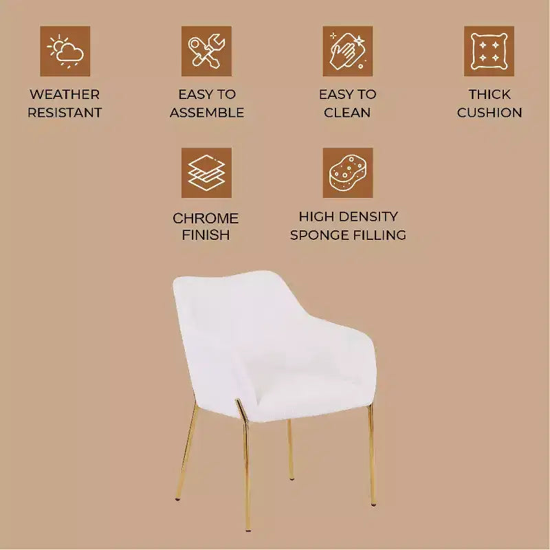 Modern Upholstered Dining Chair with Gold Iron Legs, Set of 2, Stylish Accent Chair for Dining Room or Kitchen