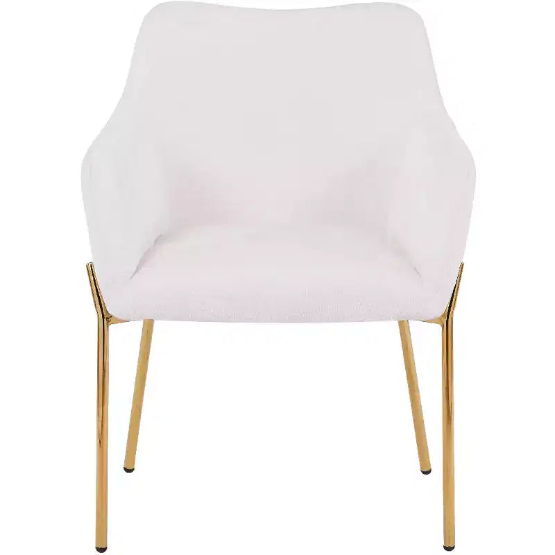 Modern Upholstered Dining Chair with Gold Iron Legs, Set of 2, Stylish Accent Chair for Dining Room or Kitchen