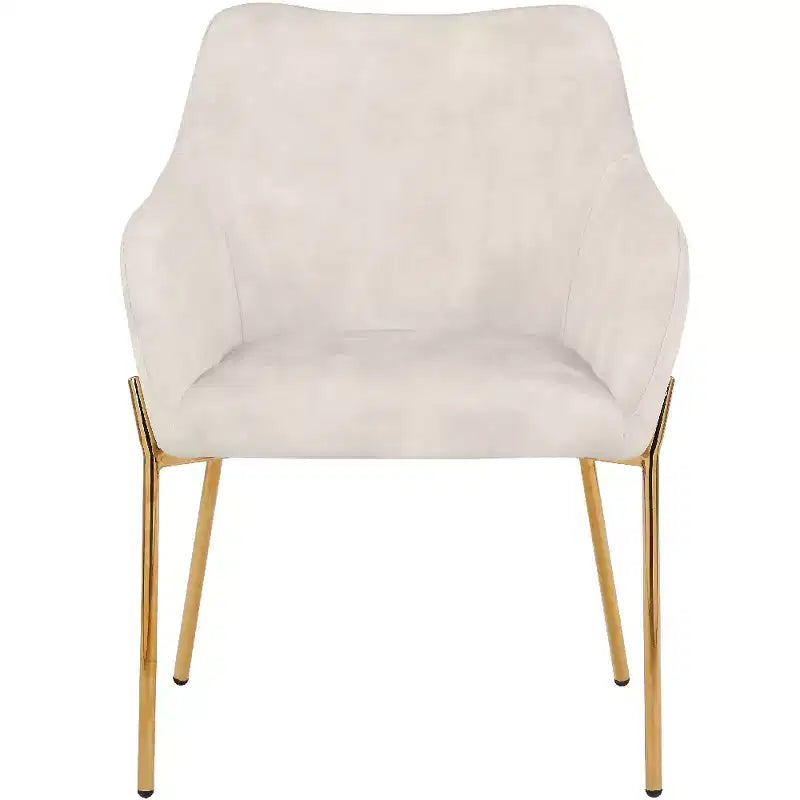 Modern Upholstered Dining Chair with Gold Iron Legs, Set of 2, Stylish Accent Chair for Dining Room or Kitchen