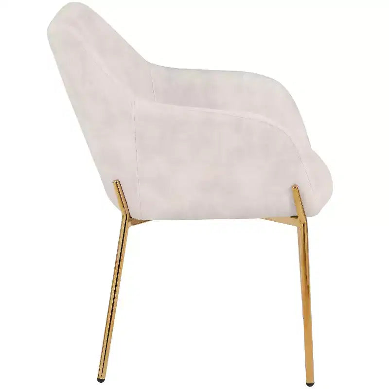 Modern Upholstered Dining Chair with Gold Iron Legs, Set of 2, Stylish Accent Chair for Dining Room or Kitchen