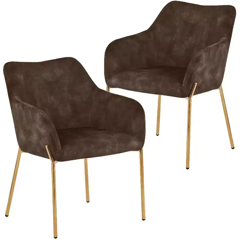 Modern Upholstered Dining Chair with Gold Iron Legs, Set of 2, Stylish Accent Chair for Dining Room or Kitchen