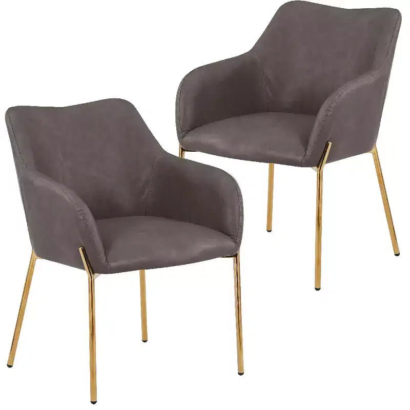 Modern Upholstered Dining Chair with Gold Iron Legs, Set of 2, Stylish Accent Chair for Dining Room or Kitchen