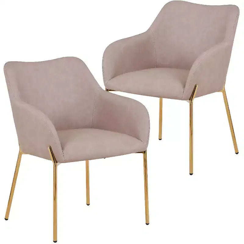 Modern Upholstered Dining Chair with Gold Iron Legs, Set of 2, Stylish Accent Chair for Dining Room or Kitchen