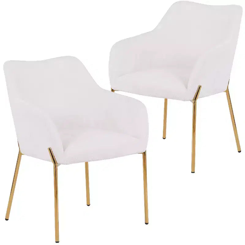 Modern Upholstered Dining Chair with Gold Iron Legs, Set of 2, Stylish Accent Chair for Dining Room or Kitchen