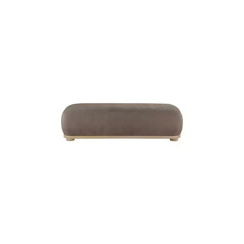 Chenille Fabric Upholstered Bench, Mid-Century Modern Style, 60"W